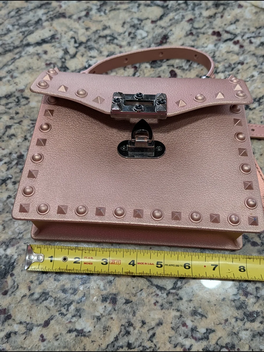 Metallic Rose Gold Studded Jelly Handbag/Crossbody Bag